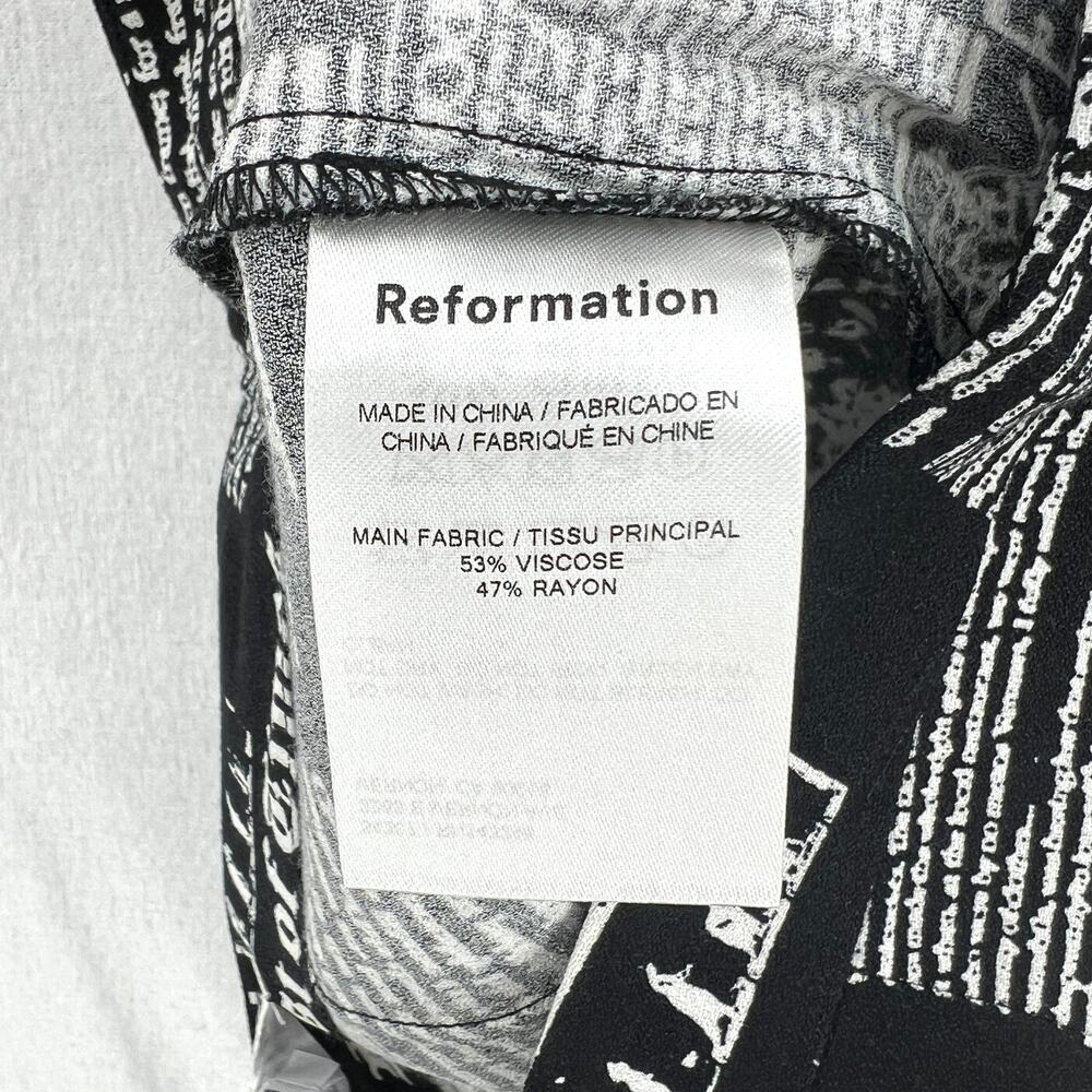 REFORMATION Sorrenti Pants Women 4 Black White Zine Magazine Newspaper Print NEW - Picture 11 of 16